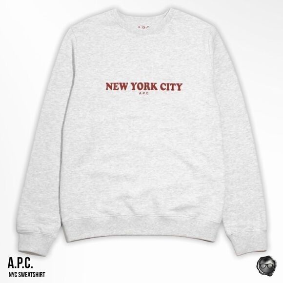A.P.C. Tops - A.P.C. U.S. NEW YORK CITY GRAPHIC SWEATSHIRT IN GREY / GRIS CHINE